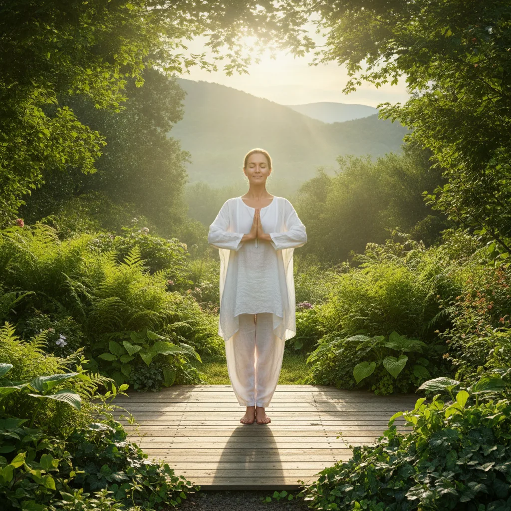 Woman in peaceful yoga pose